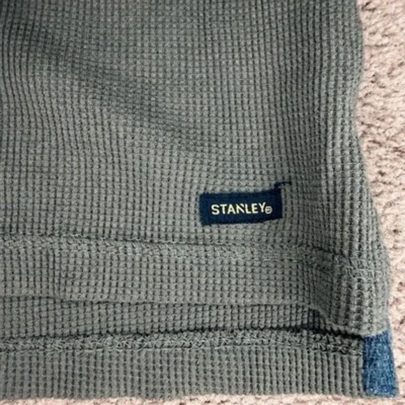 Stanley Workwear Henley Shirt Mens Med. Olive Thermal Waffle Knit, Long Sleeve - Picture 3 of 5